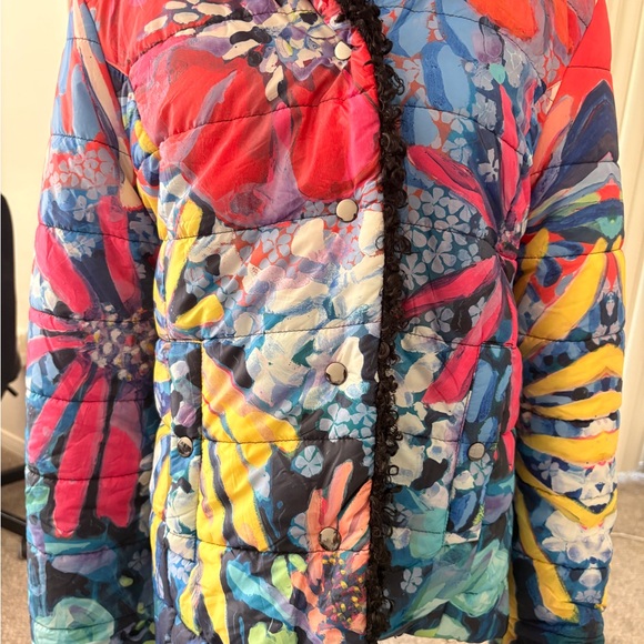 CLAIRE DESJARDINS Womens Quilted Hood Jacket Puffer Colorful Bold Cozy Large NEW - Picture 10 of 16